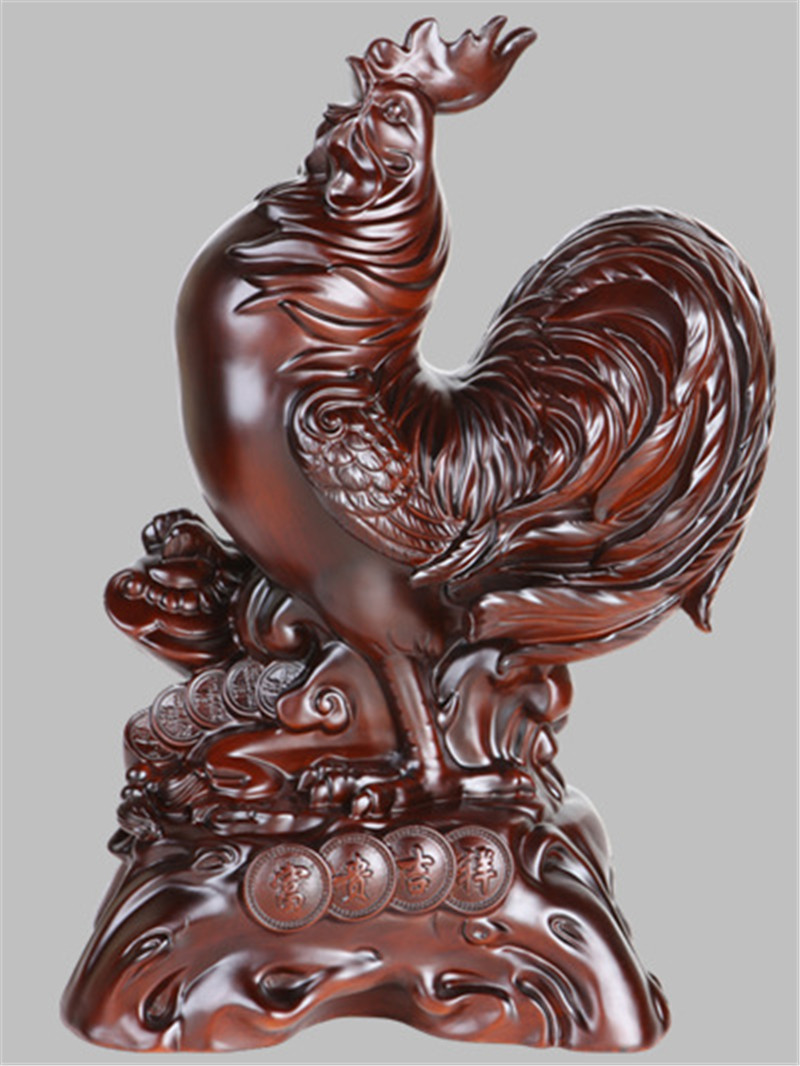 红檀木雕摆件批发 富贵吉祥鸡仿木树脂工艺品，乔迁礼品的精致之选——来自深圳市如一精品制造