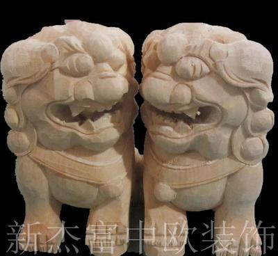 精致的木雕贴花与家居配件工艺品 狮子头华贵风范尽显典雅之美